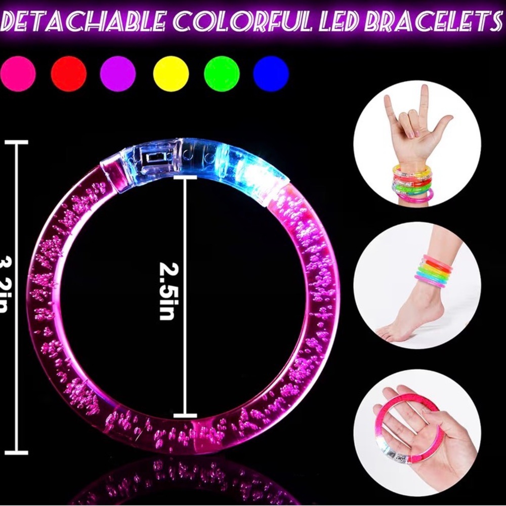 LED Glow Party Bracelets - Multicolor 6 pieces in each bag NWT - Picture 2 of 6